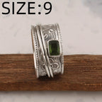 Vintage-Style Bohemian Wide Band Zirconia Silver-Plated Ring