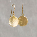 Round Hammered Disc Drop Earrings