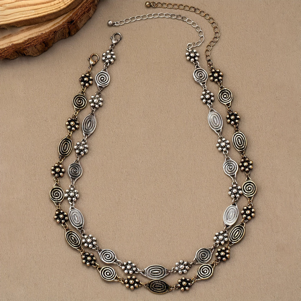 Bohemian Floral Swirl Short Choker Necklace