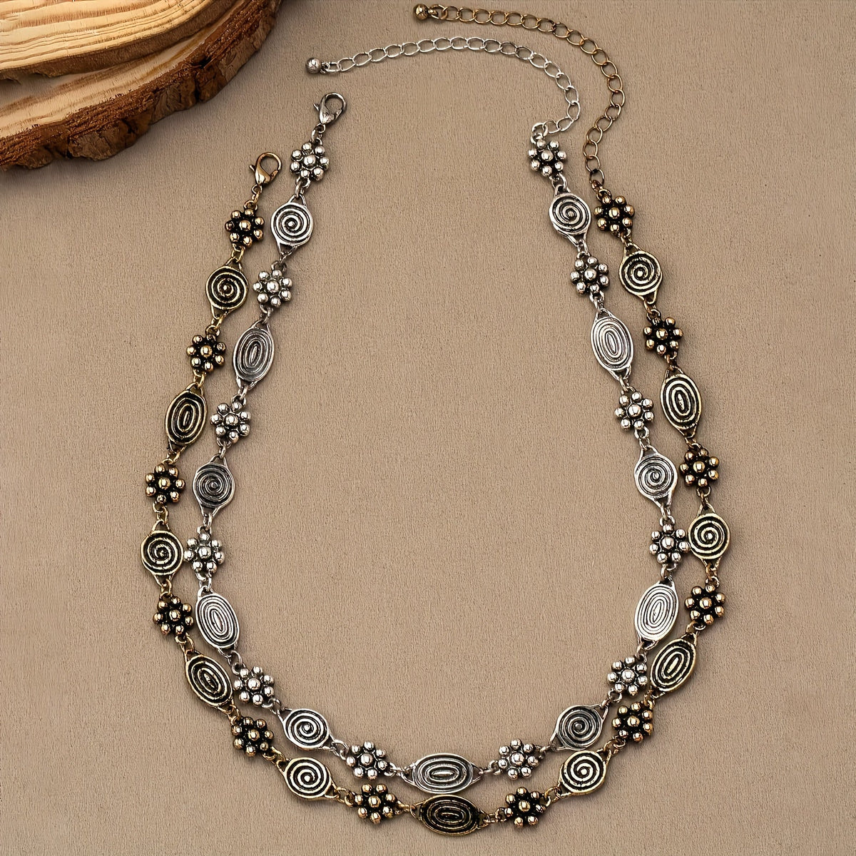 Bohemian Floral Swirl Short Choker Necklace