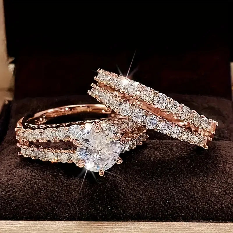 Radiance Ring Set in Three Metal Tones