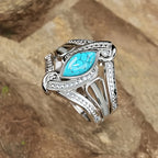 Marquise Turquoise Sterling Silver Statement Ring