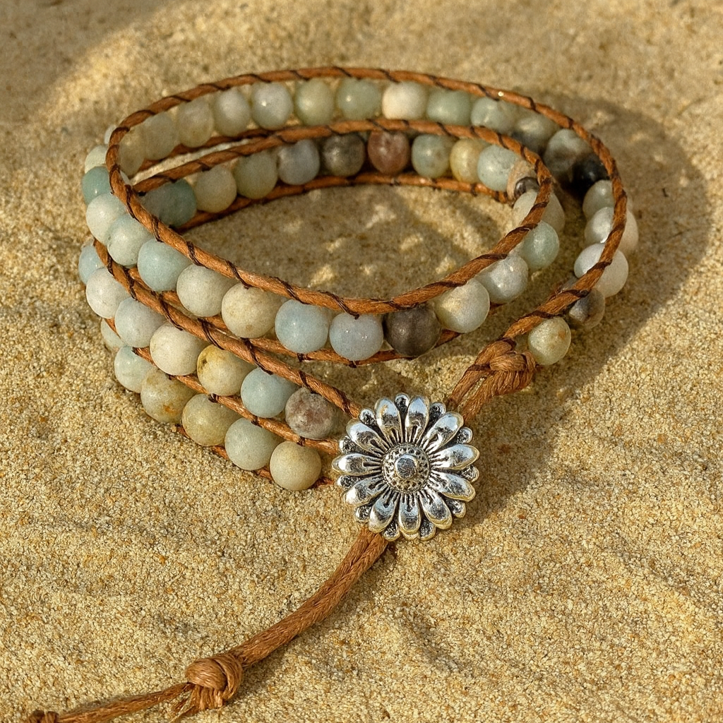 Amazonite Wrap Bracelet in Sea-Green Tones