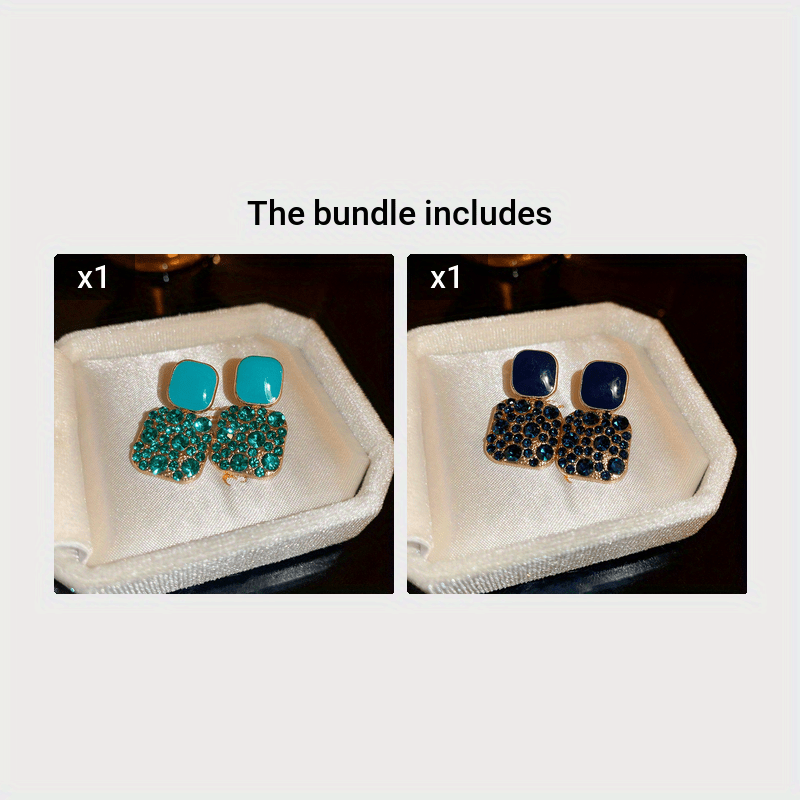 Square Glass Pendant Earrings in Many Colours