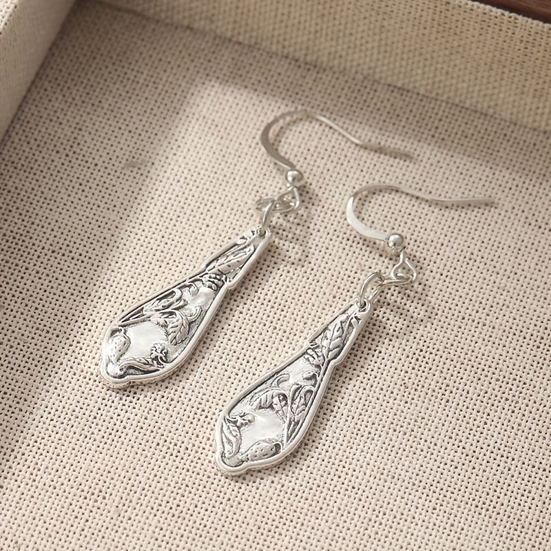 Vintage-Style Silver-Tone Spoon Earrings