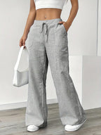 Striped Wide-Leg Trousers with Drawstring Waist