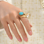 Bohemian Turquoise Gold-Plated Open Band Ring