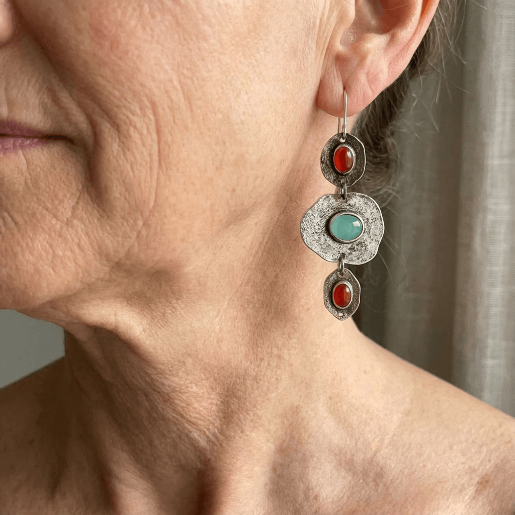 Silver-Tone Multi-Stone Drop Earrings