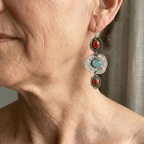 Silver-Tone Multi-Stone Drop Earrings