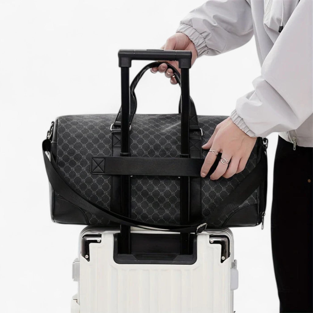 Men's Compact Urban Shoulder Bag with Leaf Pattern