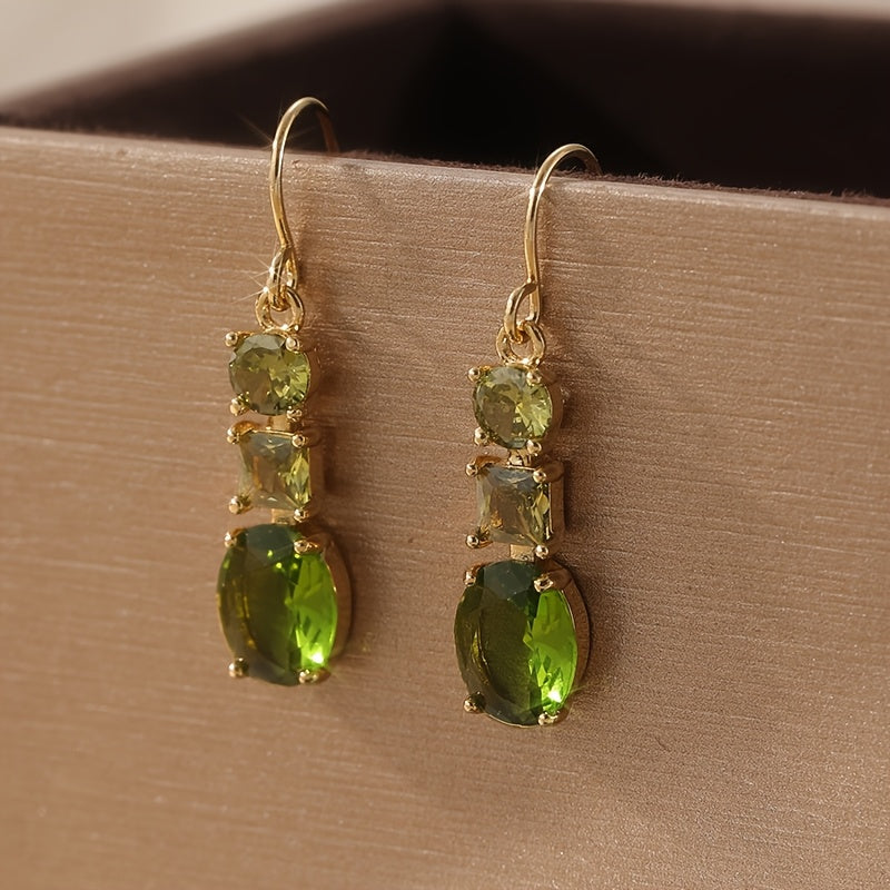 Vintage Bohemian Green Zirconia Geometric Earrings