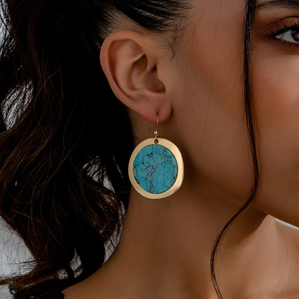 Vintage Bohemian Round Turquoise Earrings