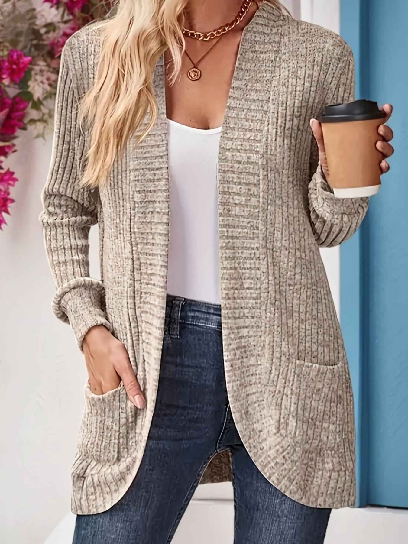 Softly Draped Knit Cardigan for Layering Over Dresses