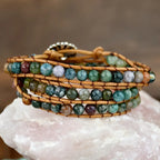 Armband met groene agaat en bloem
