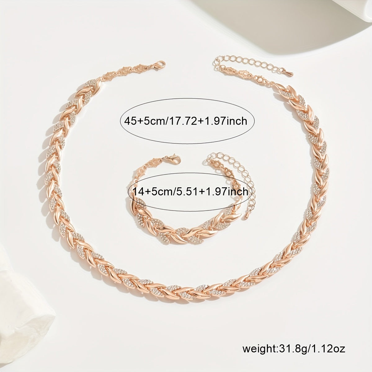 Sieradenset met glas, strass en zeemeerminstaart
