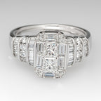 Silver-Plated Bridal-Style Square Zirconia Ring