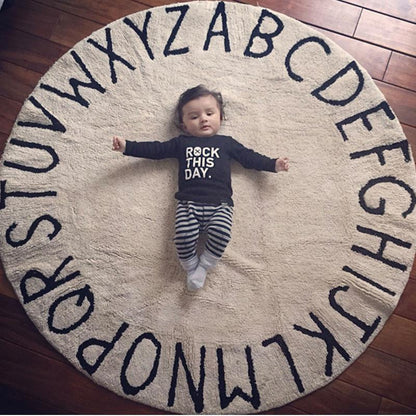 Cartoon Print Round Plush Area Rug – Cashmere-Feel, Thick Pile, Children and Adults