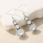 Vintage Bohemian Moonstone Long Dangle Earrings