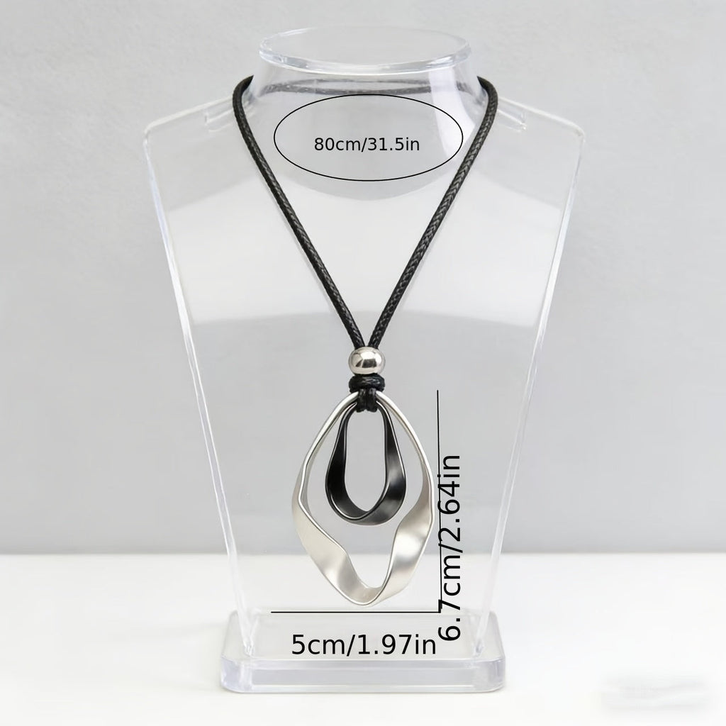 Adjustable Sculptural Twisted Teardrop Pendant Necklace