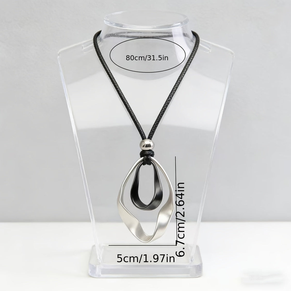 Adjustable Sculptural Twisted Teardrop Pendant Necklace