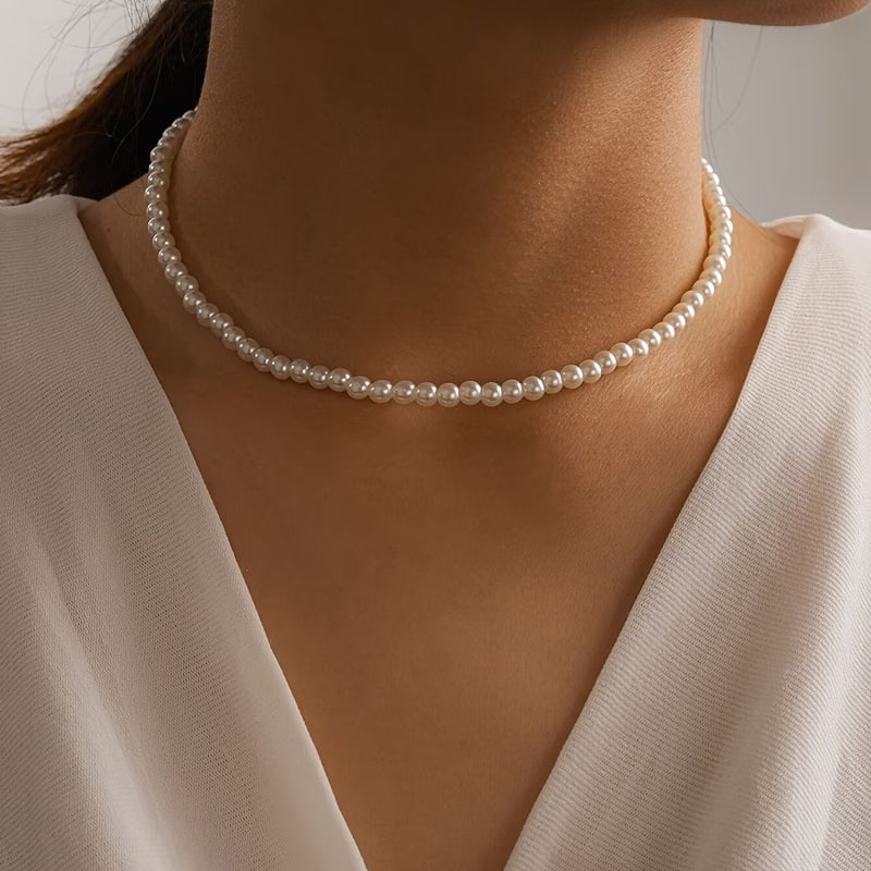 Classic Round Pearl Choker Necklace