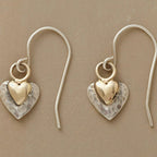 Vintage Two-Tone Heart Pendant Earrings