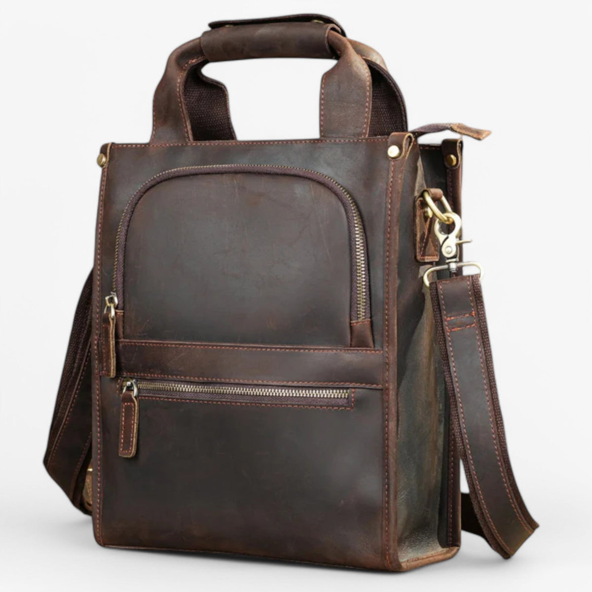 Elegant Brown Leather Document Portfolio