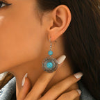 Bohemian Filigree Flower Turquoise Drop Earrings
