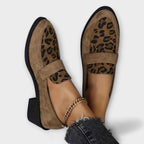 Pumps met luipaardprint, brede neus en voetboogsteun