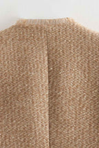 Slim Fit Tweed Style Short Coat with Contrast Trim Detail
