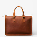 Vintage bruine premium leren aktetas voor laptop en documenten