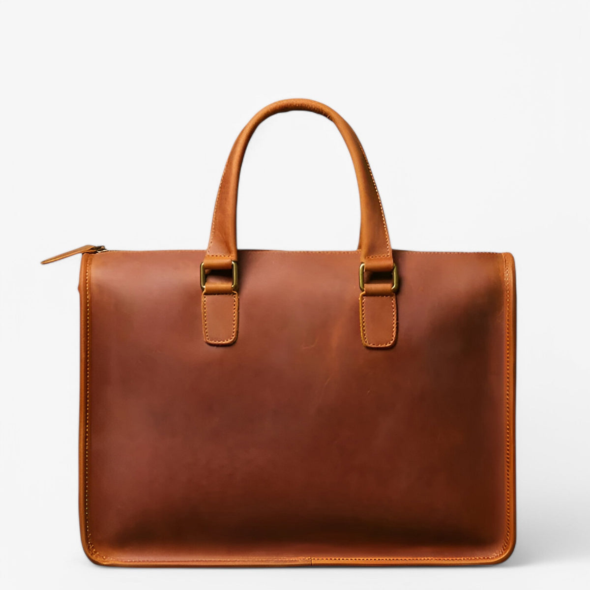 Vintage bruine premium leren aktetas voor laptop en documenten