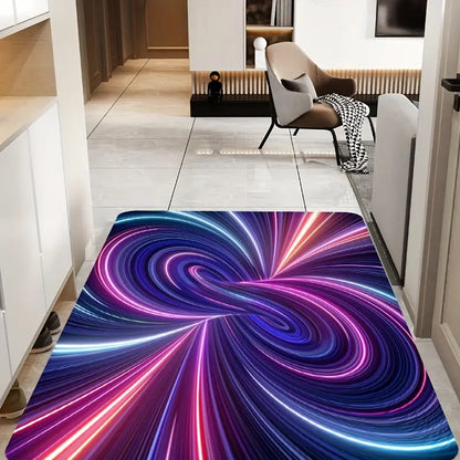 3D Vortex Pattern Non-Slip Floor Mat – Polyester, Machine Washable, Multi-Size
