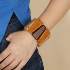 Square Wooden Bead Stretch Bracelet