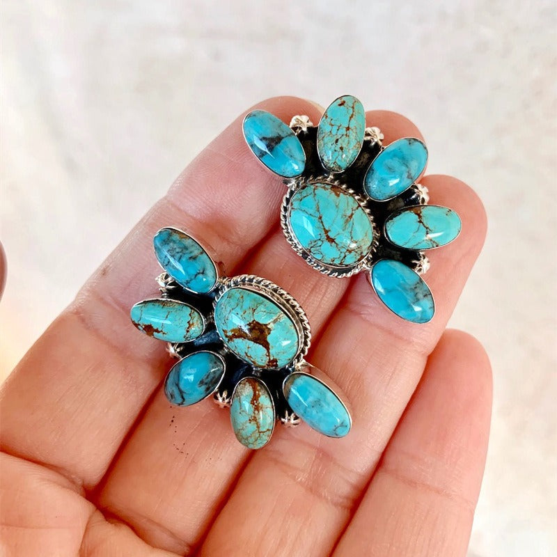 Bohemian Vintage Flower Turquoise Earrings
