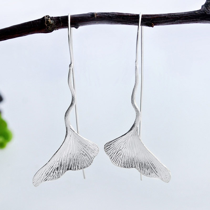 Vintage-Style Gold-Plated Ginkgo Threader Earrings