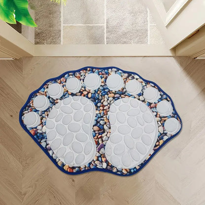 Cobblestone Embossed Non-Slip Bathroom Rug – Polyester, 39x59cm