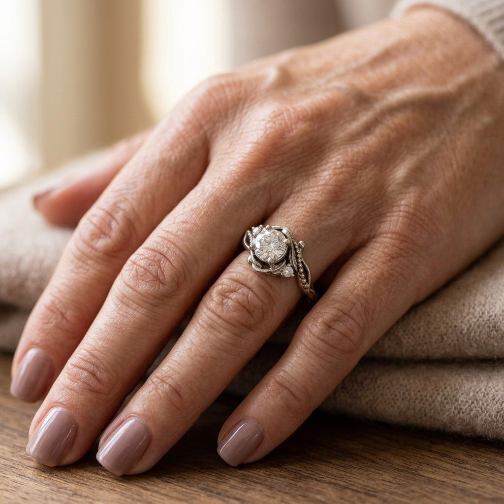 Zilverkleurige takring met zirkonia