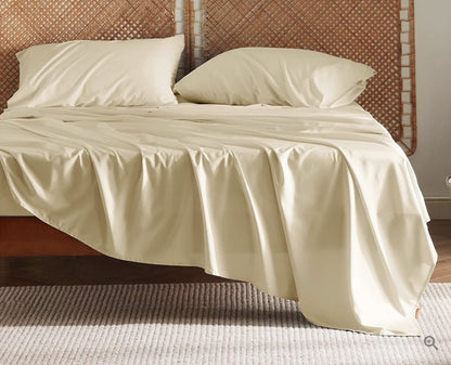 Bamboo Bed Sheet Set – 4-Piece Soft Fitted Sheet & Pillowcase Bedding