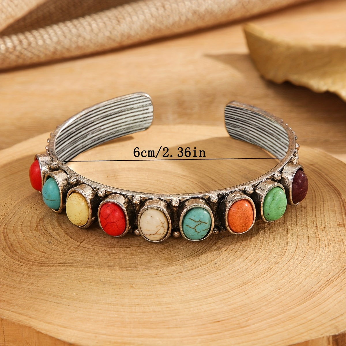 Vintage-Style Multi-Stone Turquoise-Look Cuff Bracelet