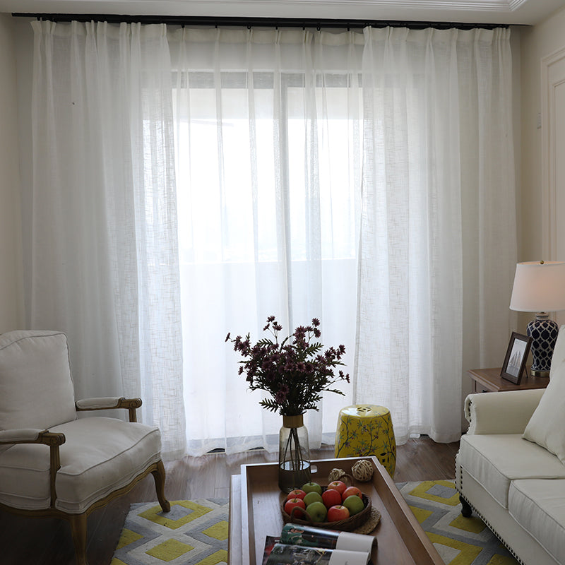 Cotton Linen Light Filtering Curtains – Modern Minimalist, Semi-Sheer, 6 Colours
