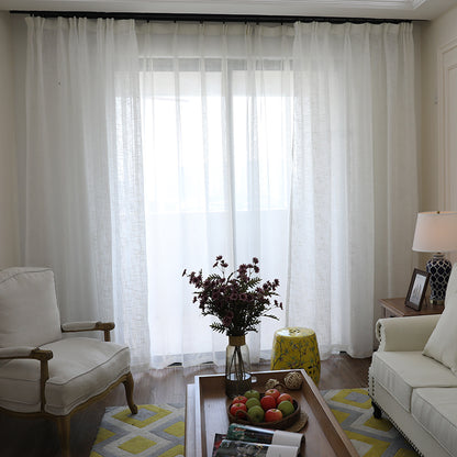 Cotton Linen Light Filtering Curtains – Modern Minimalist, Semi-Sheer, 6 Colours