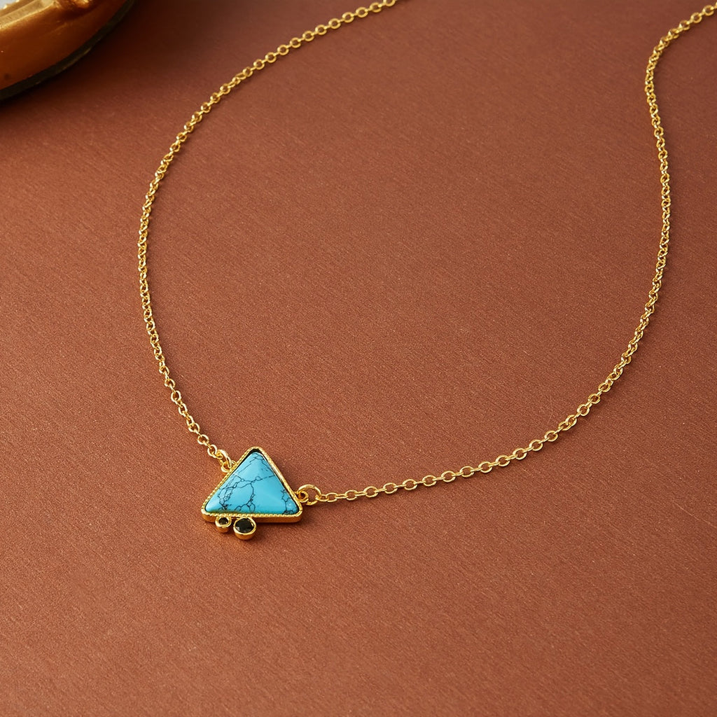 Geometric Turquoise Triangle Pendant Necklace