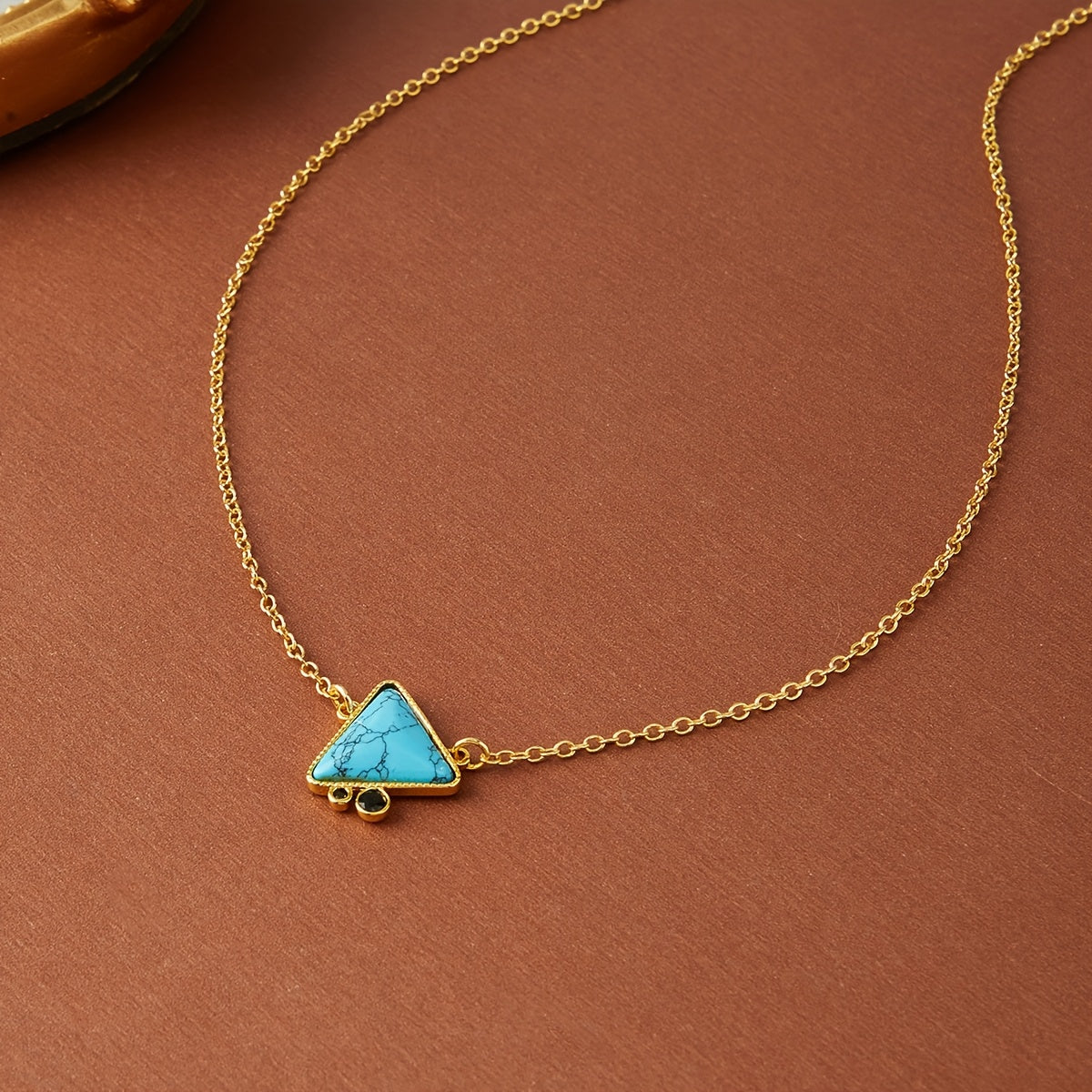 Geometric Turquoise Triangle Pendant Necklace