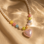 Handmade Bohemian Beaded Acrylic Heart Necklace