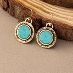 Bohemian Minimalist Round Turquoise Drop Earrings