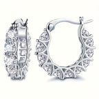 Zirconia Inlaid Circular Hoop Earrings