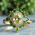 Vintage Two-Tone Green Zirconia Ring