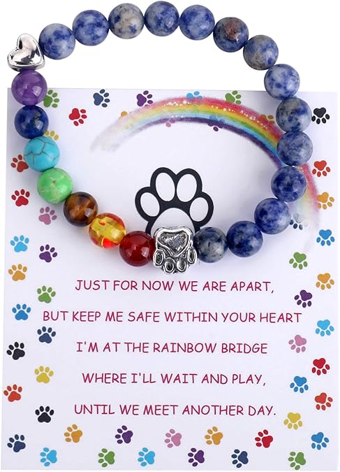 Rainbow Bridge Seven-Colour Bead Memorial Bracelet