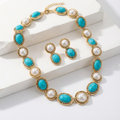 Antique-Style Turquoise and Pearl Set